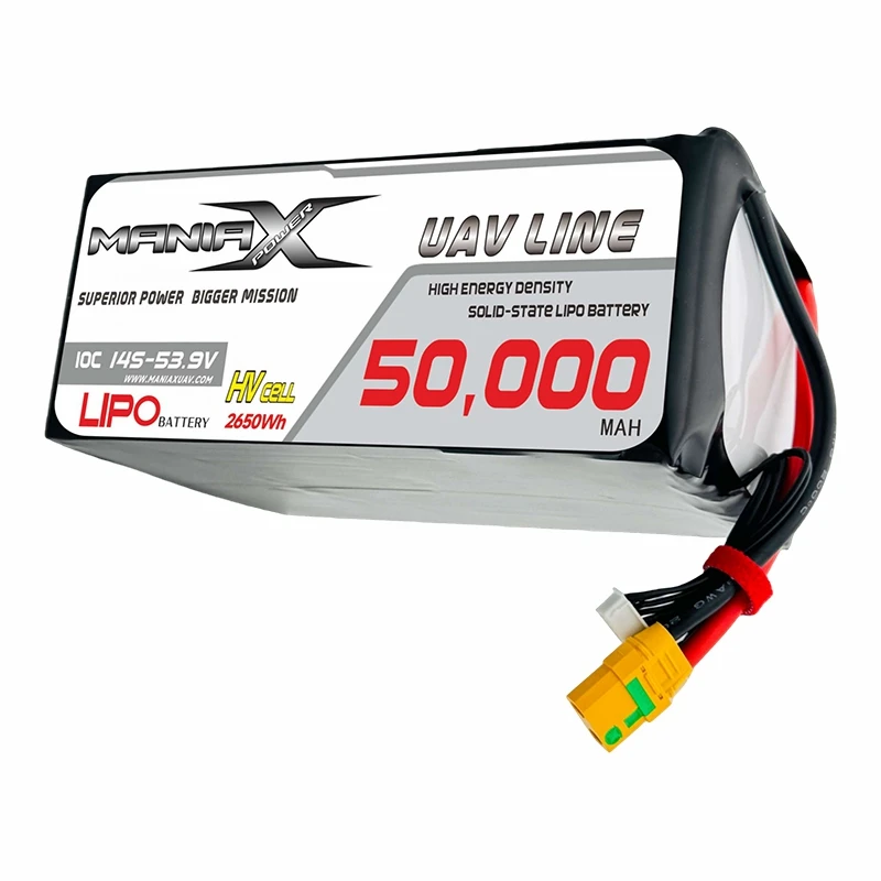ManiaX Solid-state HV LiPo 14S-53.9V 50,000mAh 10C ڈرون اور UAV بیٹری