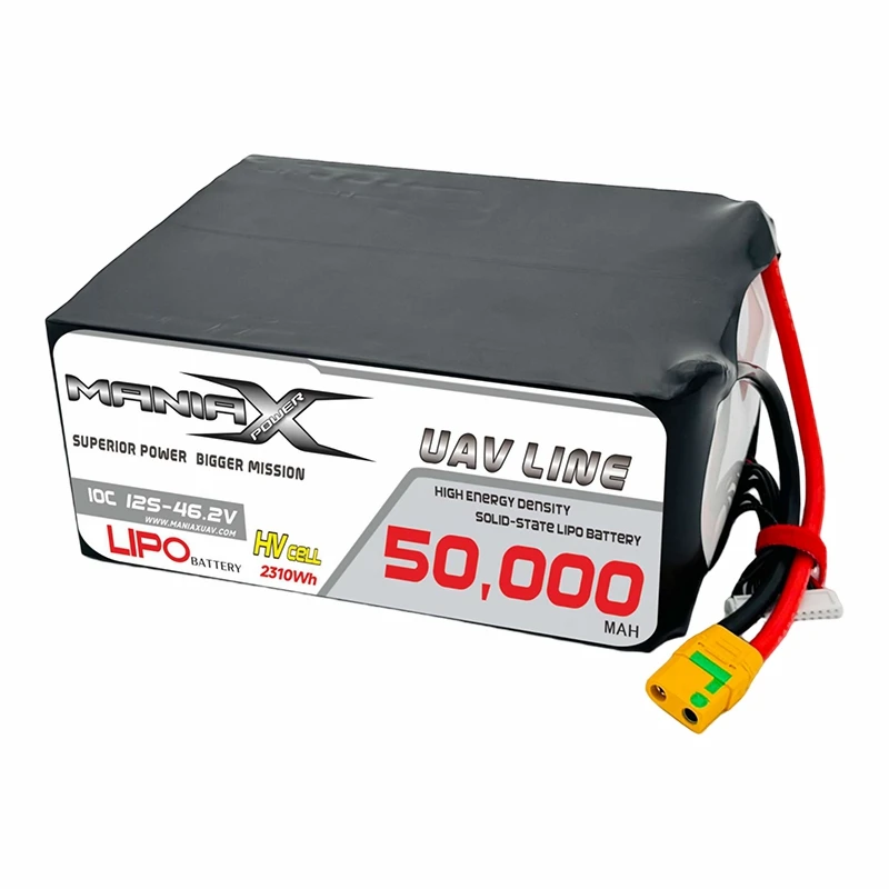 ManiaX Solid-state HV LiPo 12S-46.2V 50,000mAh 10C ڈرون اور UAV بیٹری