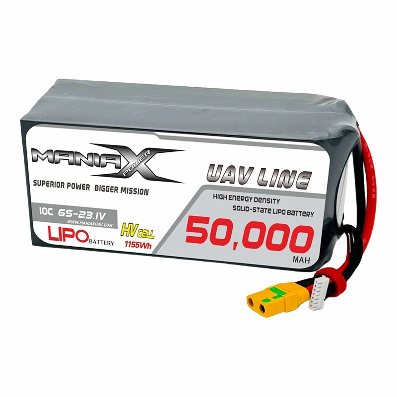 ManiaX Solid-state HV LiPo 6S-23.1V 50,000mAh 10C ڈرون اور UAV بیٹری