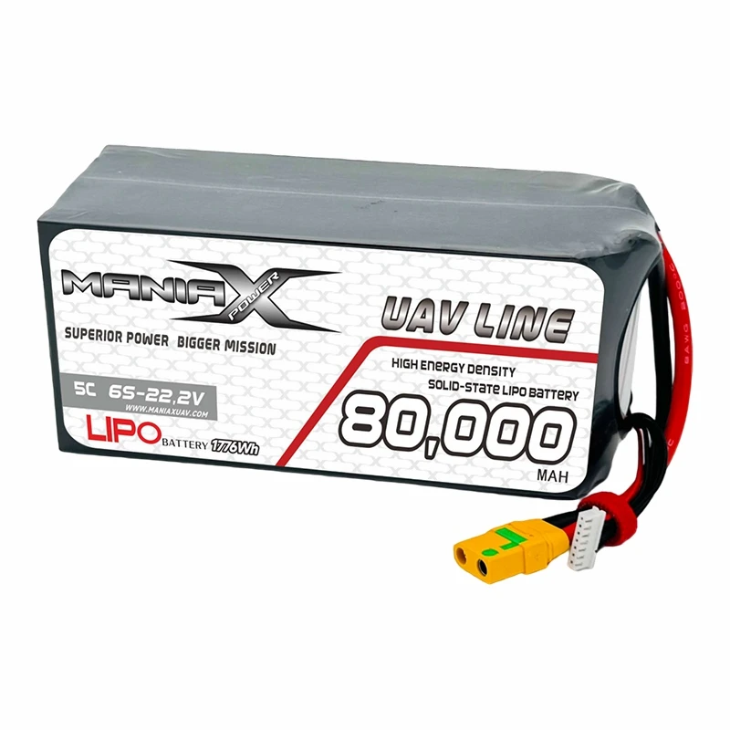 400Wh/Kg ٹھوس-State Lipo 6S-22.2V 80,000mAh 5C ڈرون/ UAV/eVTOL/Multi-Rotors بیٹری